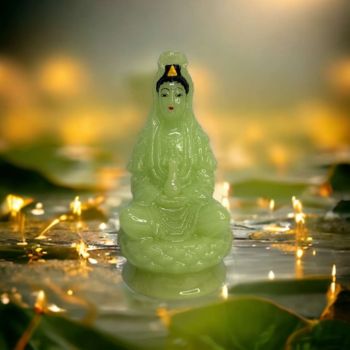 Tượng Quan Thế Âm Bồ Tát ngồi Đài hoa Sen dạ quang