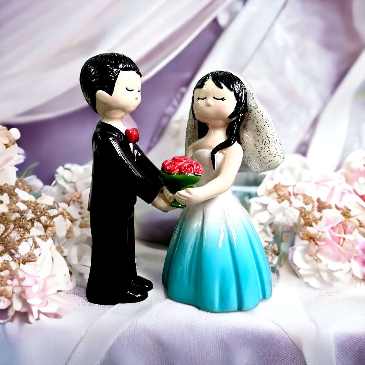 Cặp đôi Cô dâu - Chú rể Chibi nhỏ dễ thương (Màu xanh)