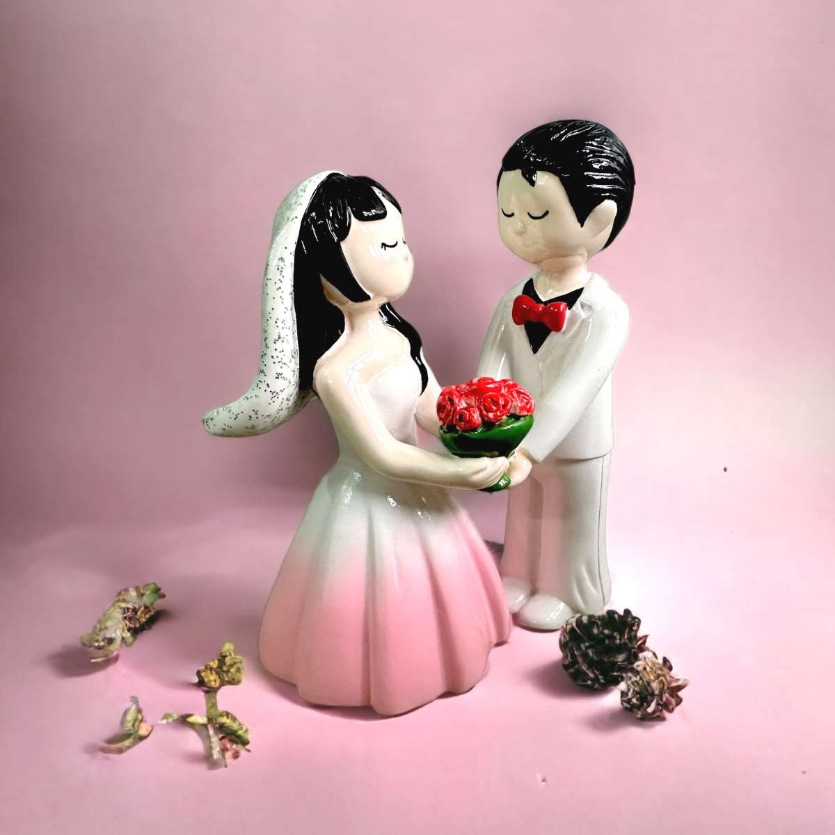 Cặp đôi Cô dâu - Chú rể Chibi nhỏ dễ thương (Màu hồng)