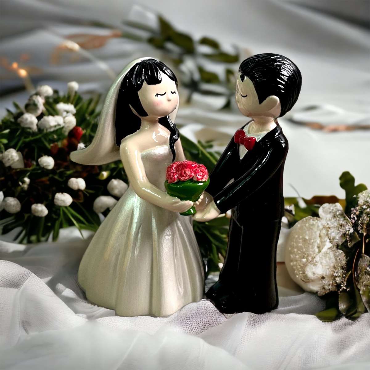 Cặp đôi Cô dâu - Chú rể Chibi nhỏ dễ thương (Màu trắng)