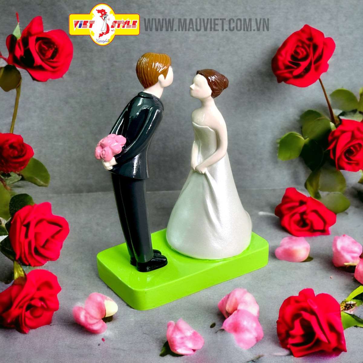 Cặp đôi Cô dâu - Chú rể size lớn có đế (Màu trắng)